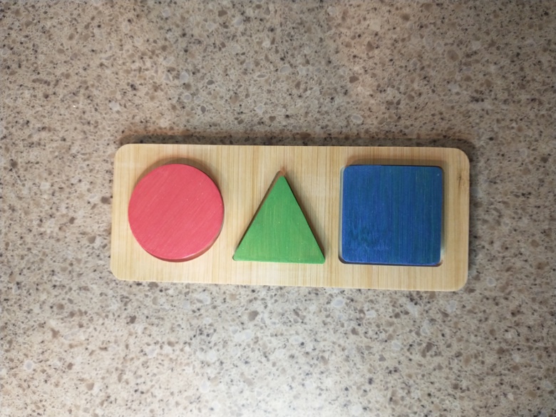 Baby shape puzzle toy, wooden 3 shape puzzle, bamboo wood, Montessori ...