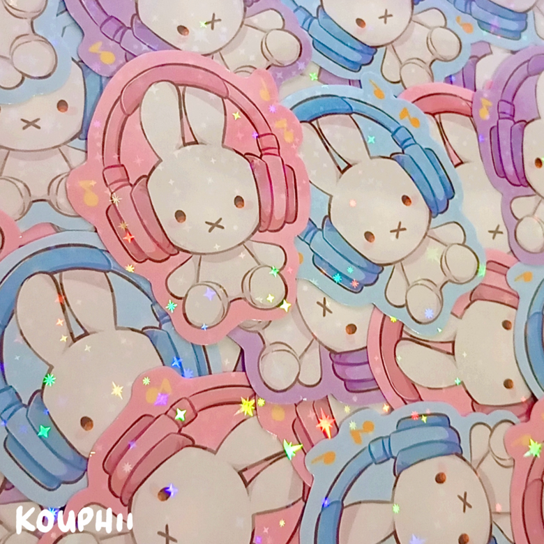 Miffy Headphone Star Holographic Sticker - kouphii's Ko-fi Shop - Ko-fi ...