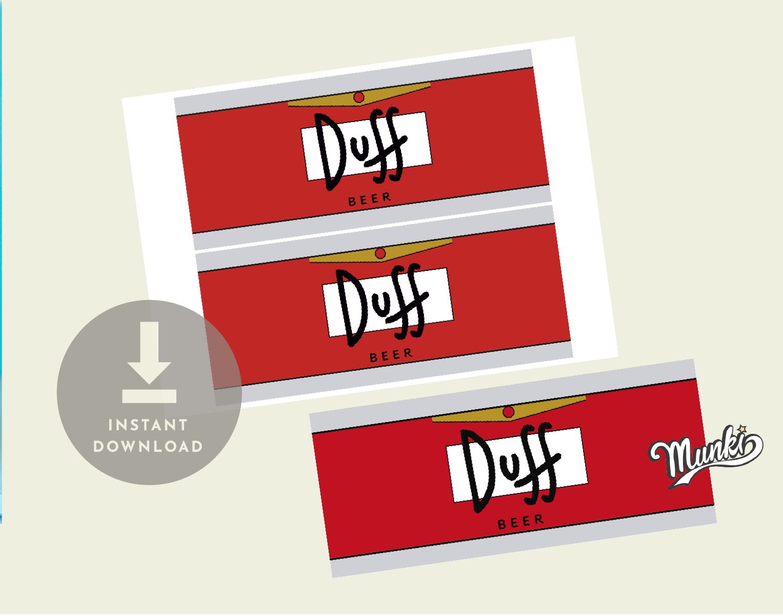 Duff beer printable label, pdf and png file homer simpson beer wrap ...