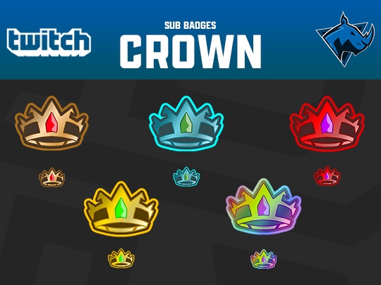 Twitch Sub Badges Controller King Crown Sub Badges Neon -  in