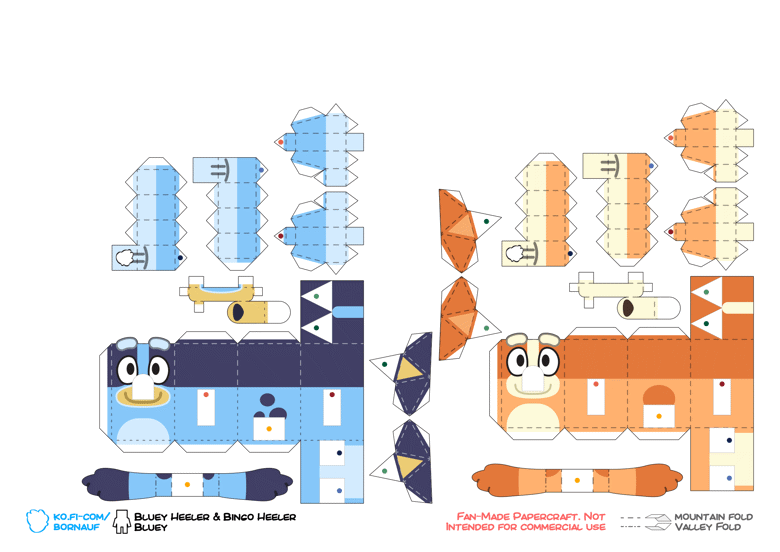 Bandit's Family - Bluey Papercraft Template - Bornauf's Ko-fi Shop - Ko ...