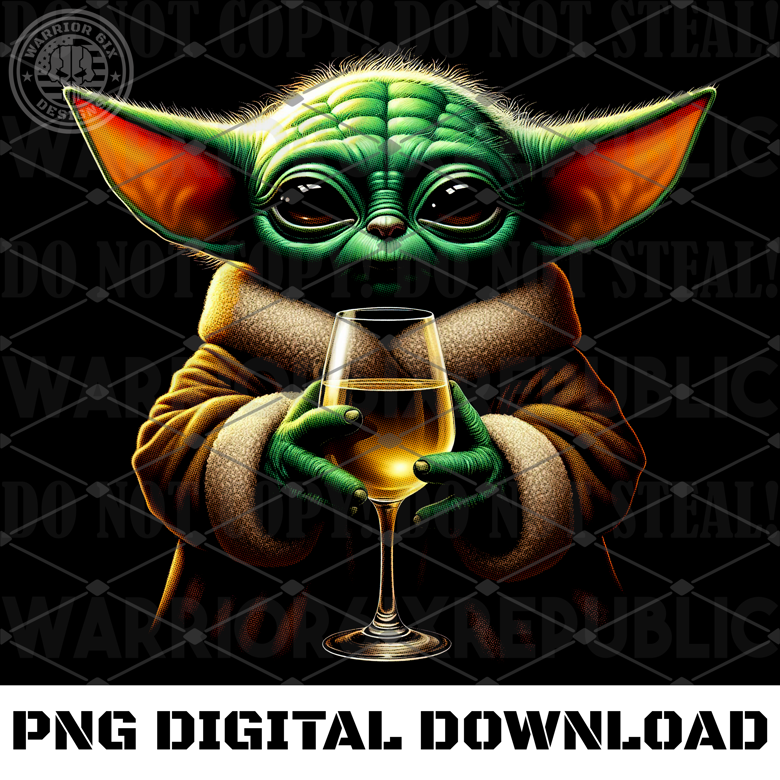 Baby Yoda Wine PNG With Mock-Up - Warrior 6IX Designs's Ko-fi Shop - Ko ...