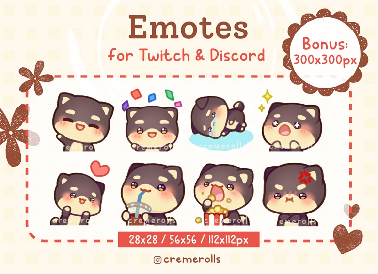 Black Shiba Inu Emotes (Twitch/Discord) - cremerolls's Ko-fi Shop - Ko ...