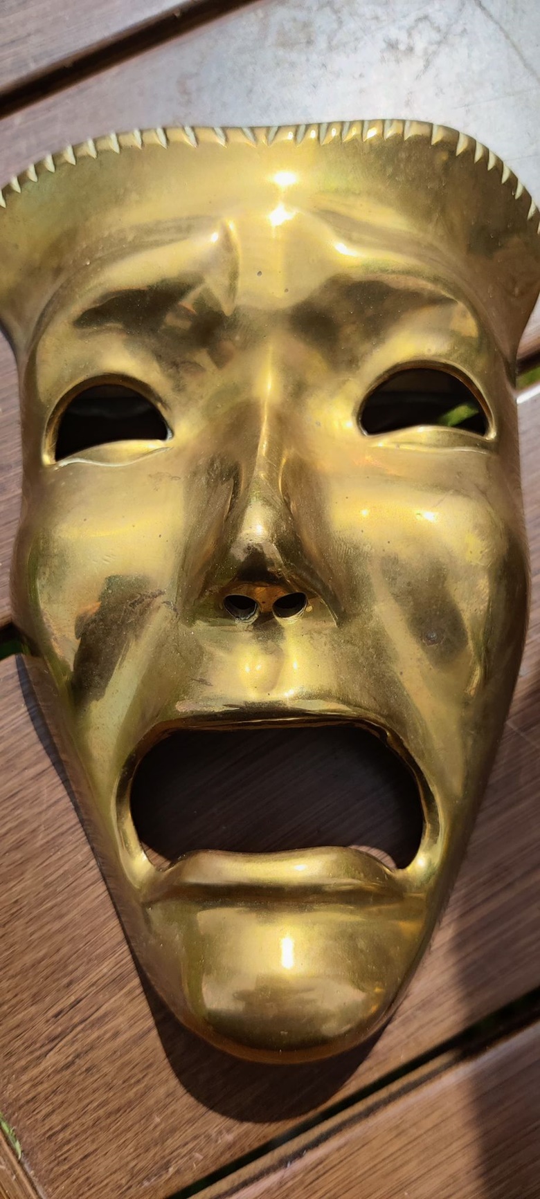 VINTAGE Solid Brass Face Mardi Gras Mask Wall Decor Handcrafted in India 