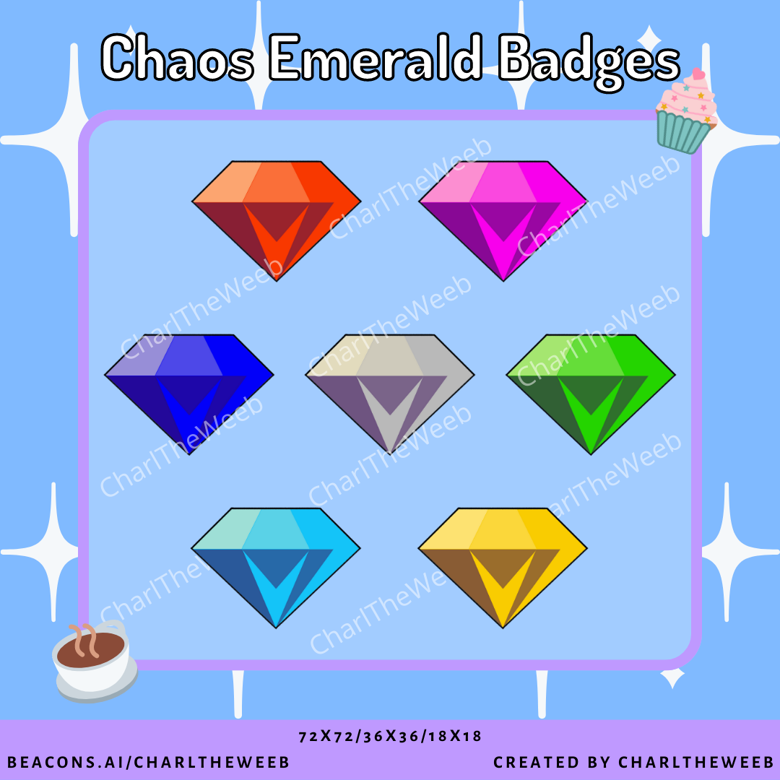 Sonic Chaos Emerald Twitch SUB/BIT Badges Cheer Badge Emote 