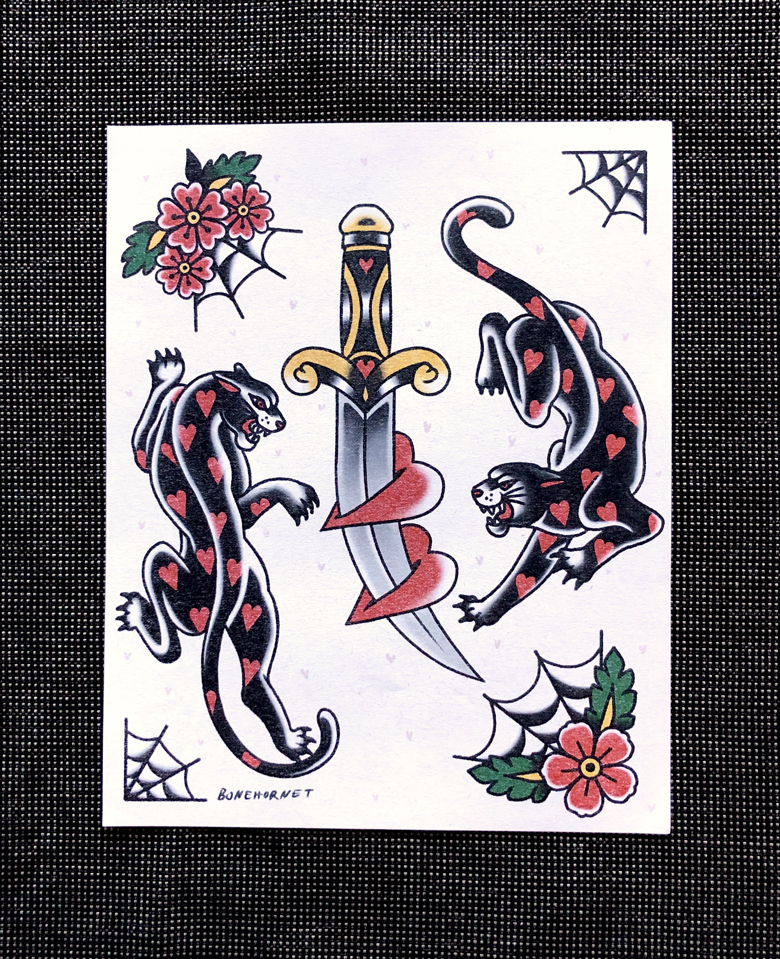 American Traditional Panther Cross Stitch Tattoo Flash Cross Stitch Pattern  Digital Download - Etsy