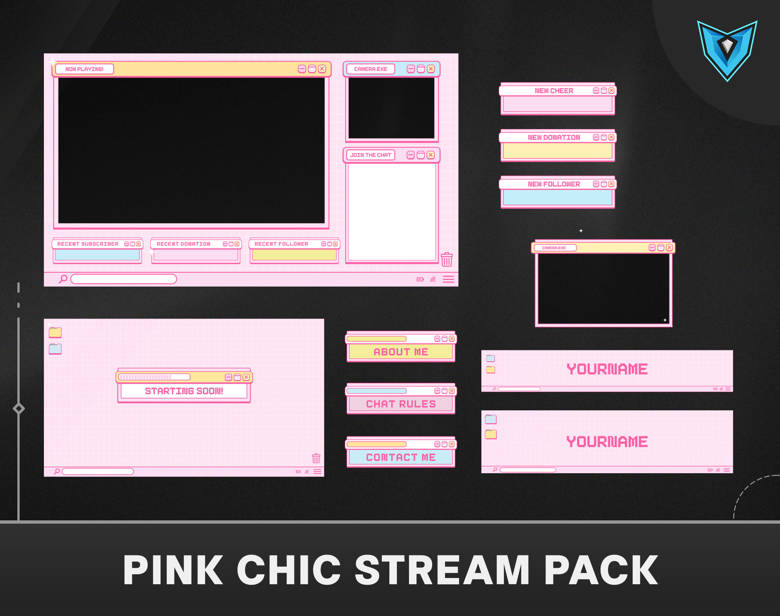 Pink Twitch Overlay Package Animated, Cute Pink Twitch Overlay, Twitch ...