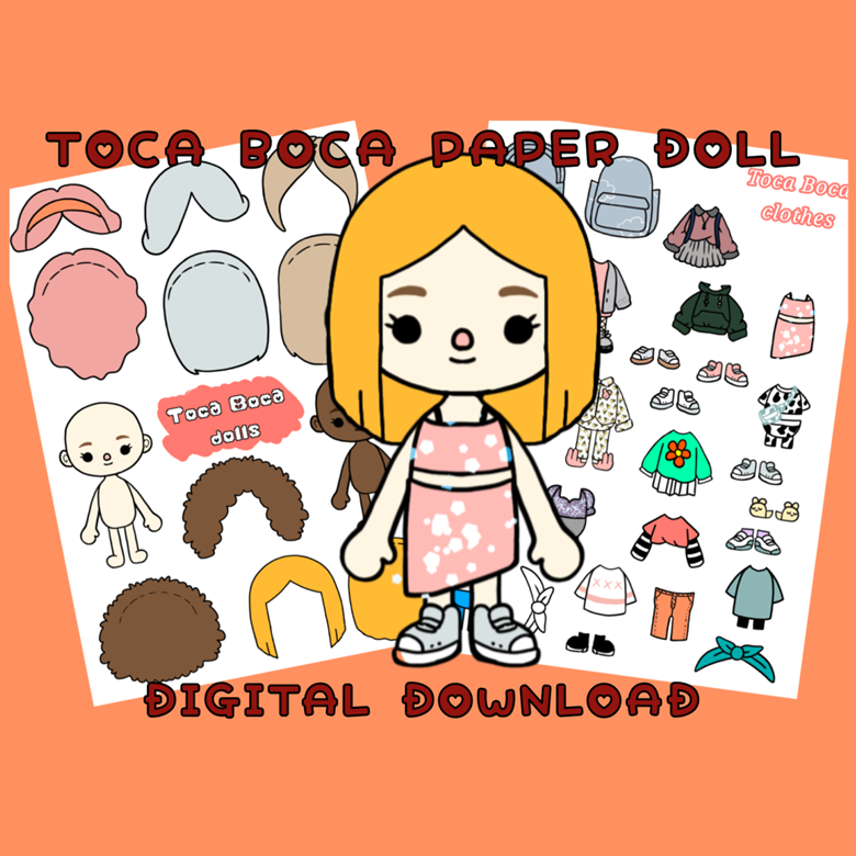 Color Toca Boca Paper Doll and Clothes / Toca Boca papercraft