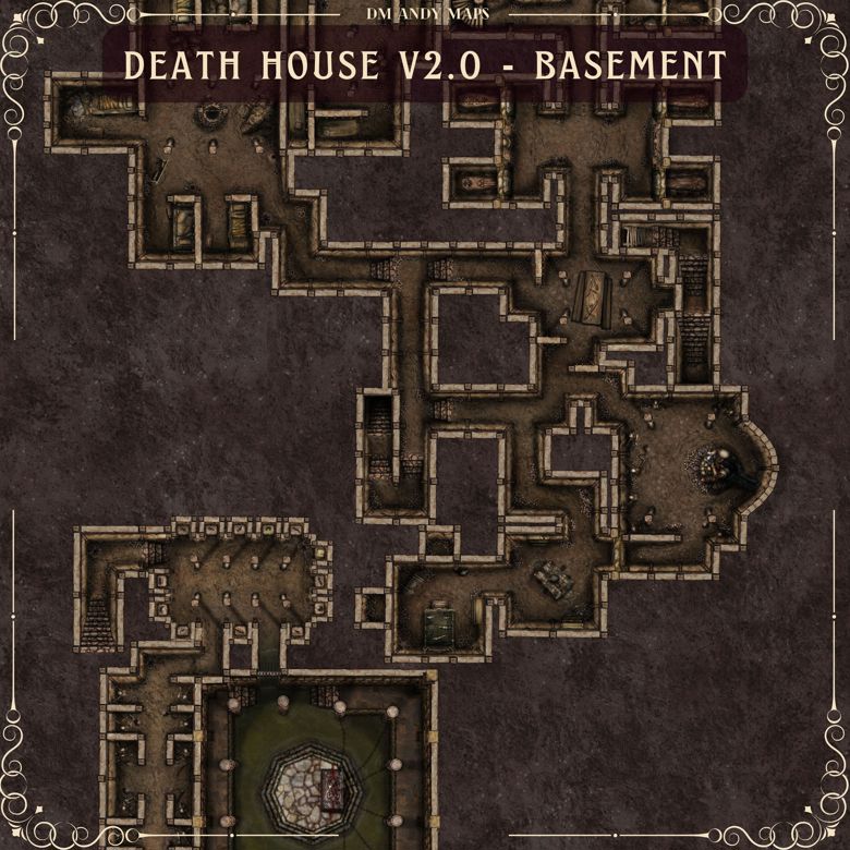 Curse of Strahd Death House v2.0 Basement Level By DM Andy Maps