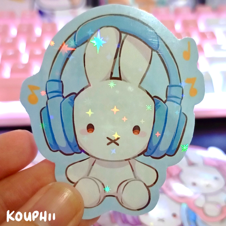 Miffy Headphone Star Holographic Sticker - kouphii's Ko-fi Shop - Ko-fi ...