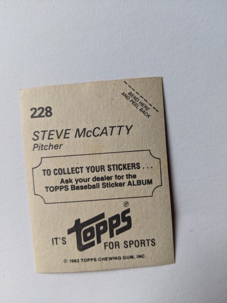 1982 Topps Baseball Sticker - Steve McCatty #228 - Fregworld's Ko-fi ...