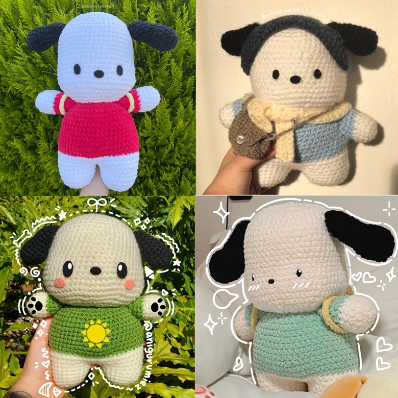 pochacco pattern (digital pdf) lovelee.crochet's Kofi Shop Kofi ️