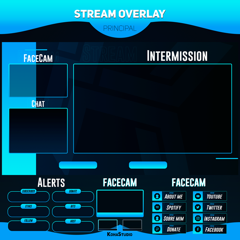 Stream Overlay - Blue Black - Koha - Stream Overlay Animated's Ko-fi ...