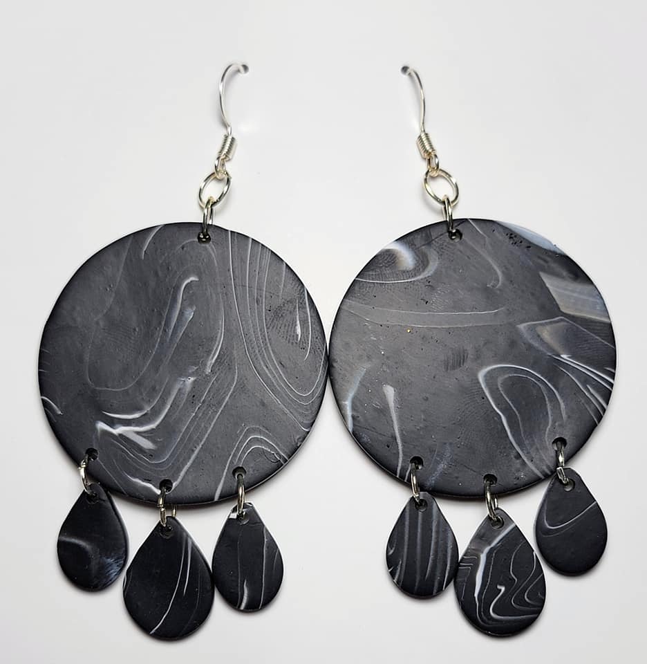 Black and White Swirl Large Dangles - EmC.Clay.Designs's Ko-fi Shop ...