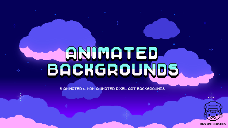 8x Animated Pixel Art Backgrounds Bundle - Night-time Pixel Skies ...