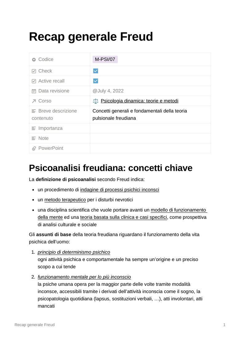 Riassunto Psicopatologia della vita quotidiana Freud, Appunti di  Psicologia Dinamica