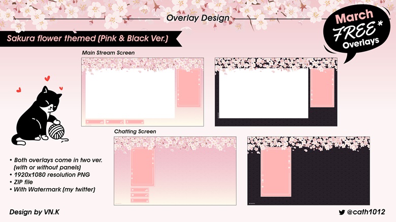 Pink Sakura Just Chatting Stream Overlay 