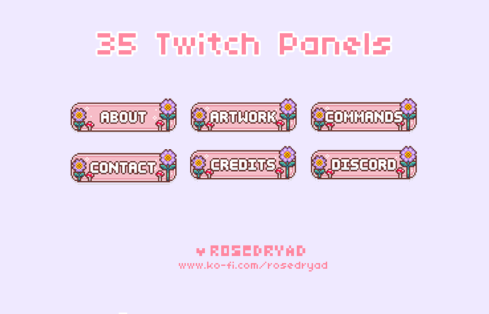 Flower & Mushroom Pink Twitch Panels - RoseDryad's Ko-fi Shop - Ko-fi ️ ...