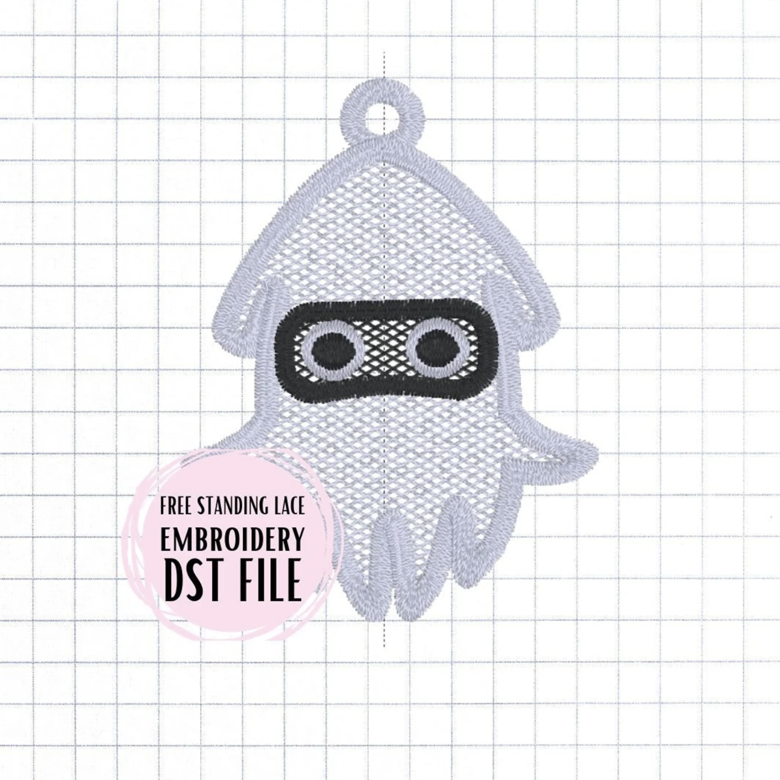 Free Standing Lace Christmas Ornament Embroidery File - Squid Foe Game