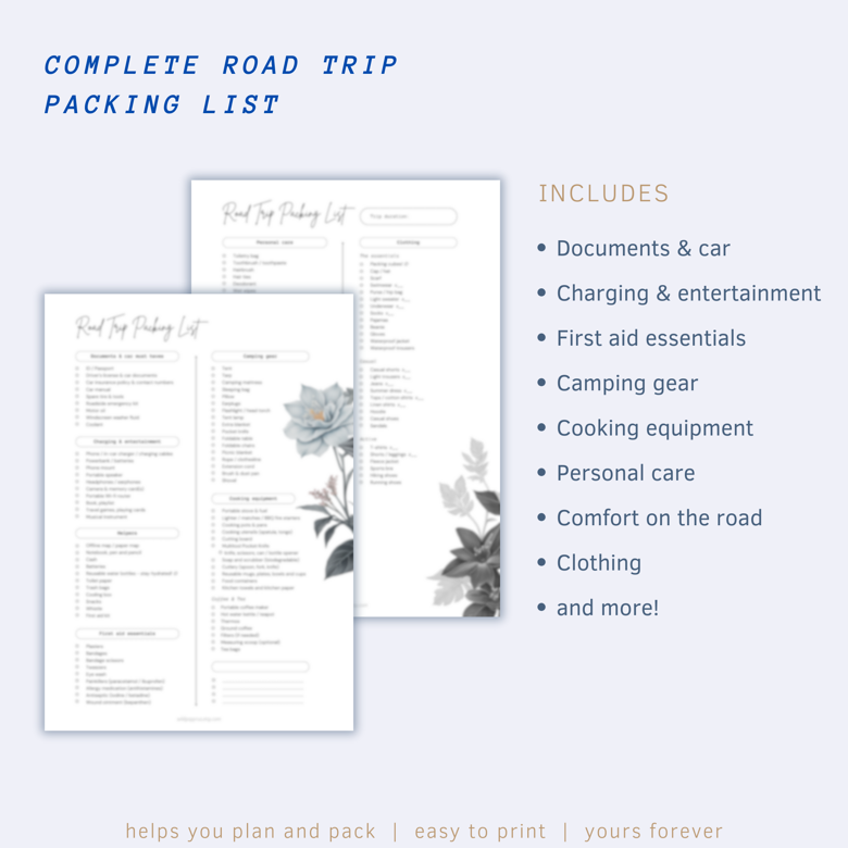 Road Trip Checklist, FREE printable Car Trip Planner!