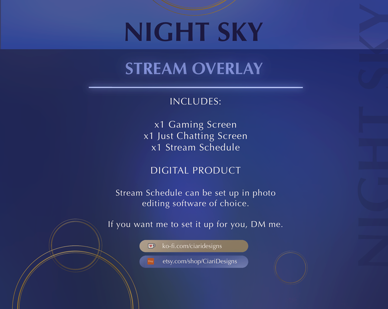 Twitch Night Sky Animated Just Chatting Overlay Black & White