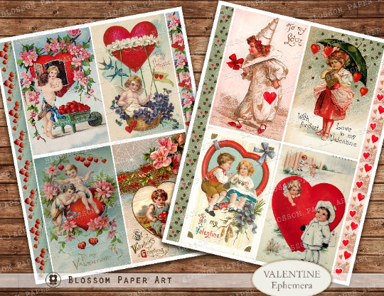 Vintage Valentine Cards, Printable Postcards, Vintage Ephemera Digital  Collage Sheet Digital Download 2875 -  Canada