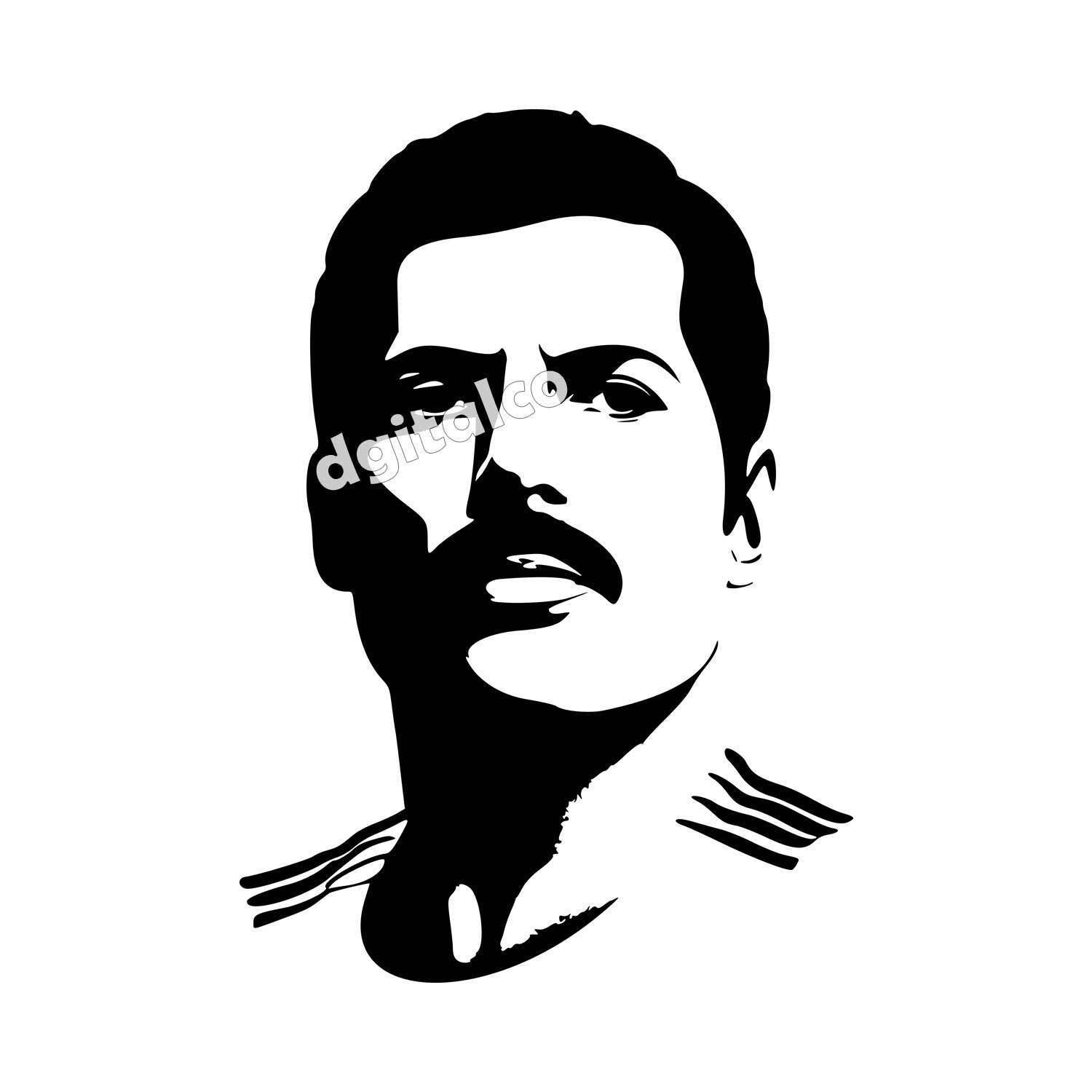 Vector Illustrative Portrait of Freddie Mercury from Queen - Dgitalco's ...