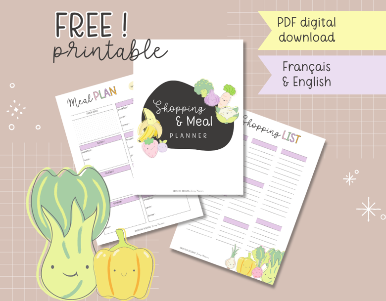 Free meal planners / Menus de la semaine gratuits à imprimer