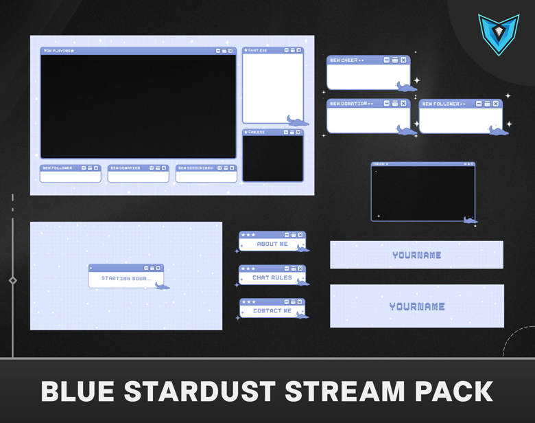 Blue Celestial Stream Package Overlay, Twitch Overlay Cozy, Stream ...