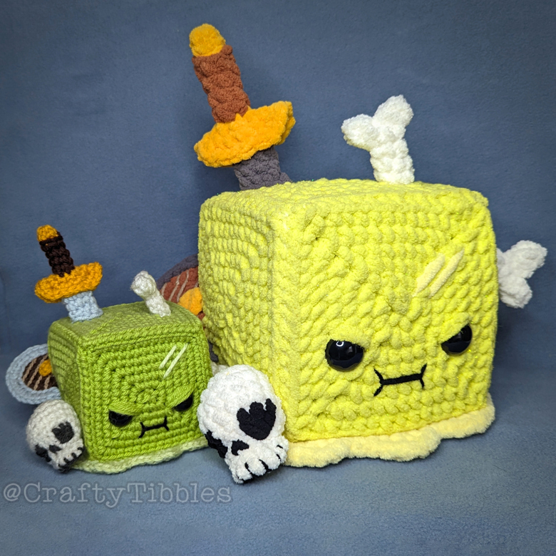 Gelatinous Cube Crochet Amigurumi Pattern - craftytibbles's Ko-fi Shop