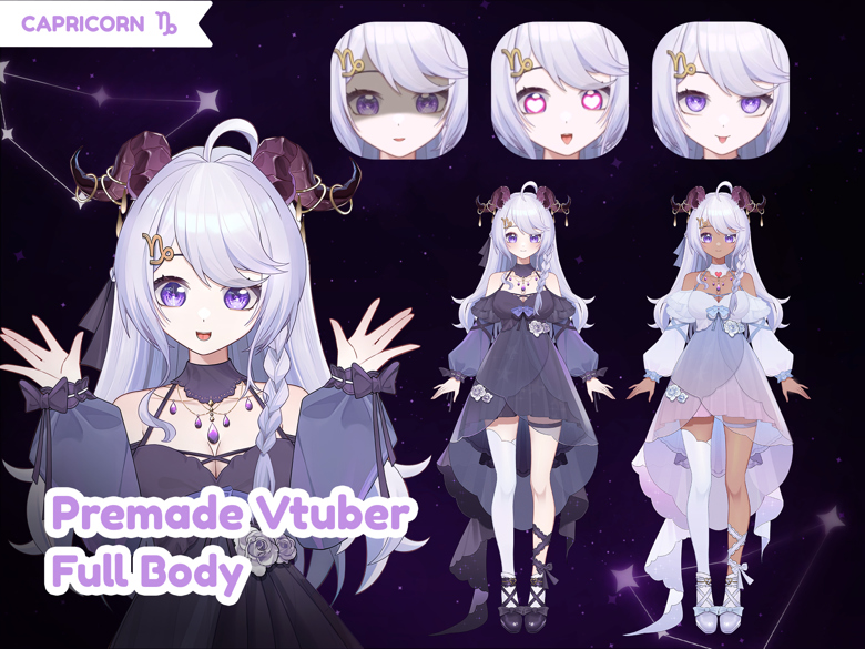 Live2D Vtuber Model | Capricorn the Zodiac Vtuber, Fully