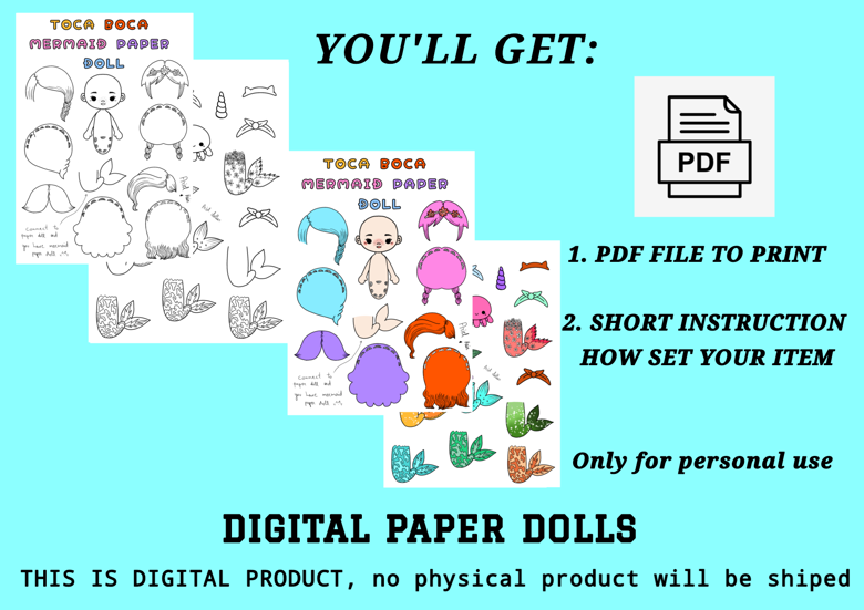 Toca Boca Paper Doll fall / Printable / Downloadable/ Clothes / Kids Play 