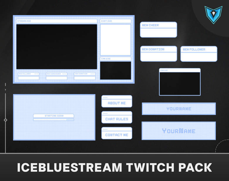 Blue Animated Twitch Overlay Cozy Package, Twitch Overlay Package ...