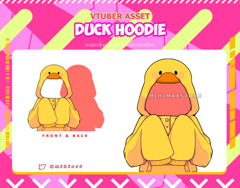 Vtuber Asset Cute Duck Hoodie I Duck Hoodie I Premade PNG Comfy Hoodie ...