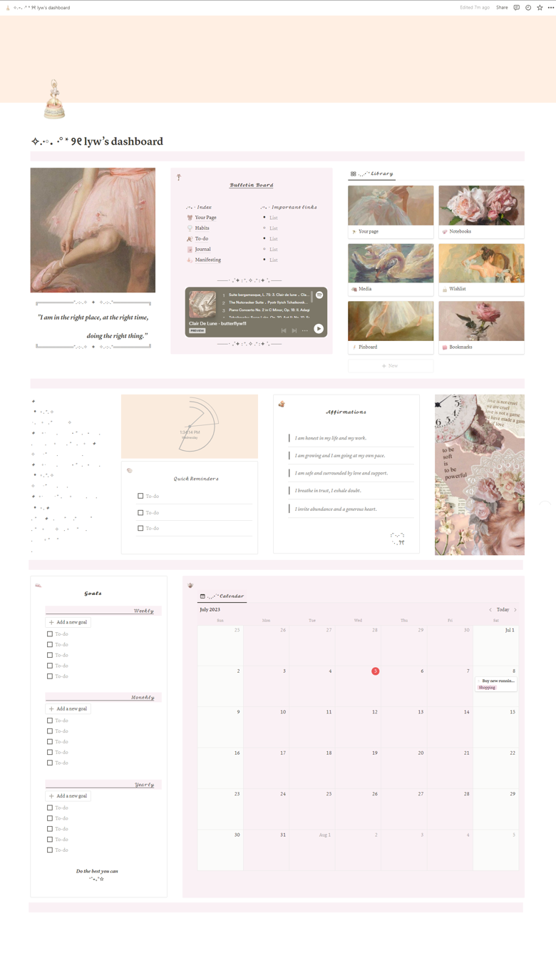 ballet core notion dashboard - Lyw's Ko-fi Shop - Ko-fi ️ Where ...