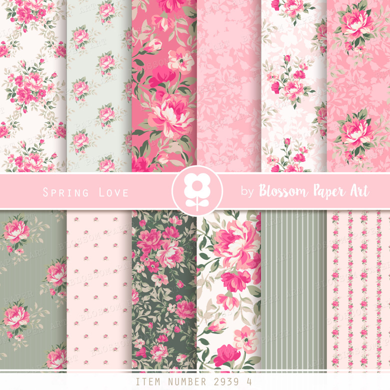 Pink Digital Paper, Floral Scrapbook Paper Pack, Roses Scrapbooking ...