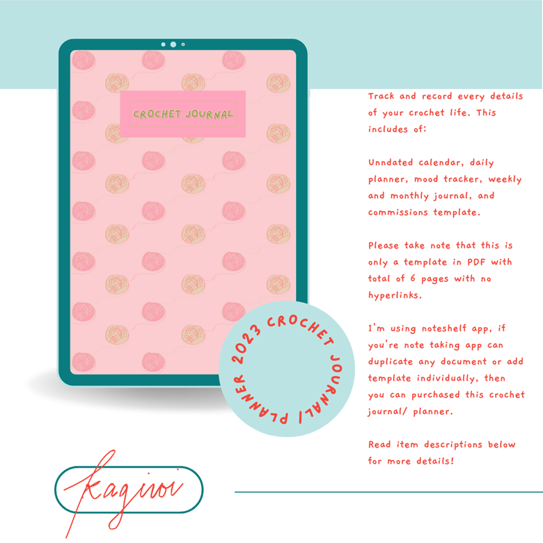 DIGITAL CROCHET JOURNAL/ PLANNER (PINK AND GREEN) - riri's Ko-fi Shop -  Ko-fi ❤️ Where creators get support from fans through donations,  memberships, shop sales and more! The original 'Buy Me a