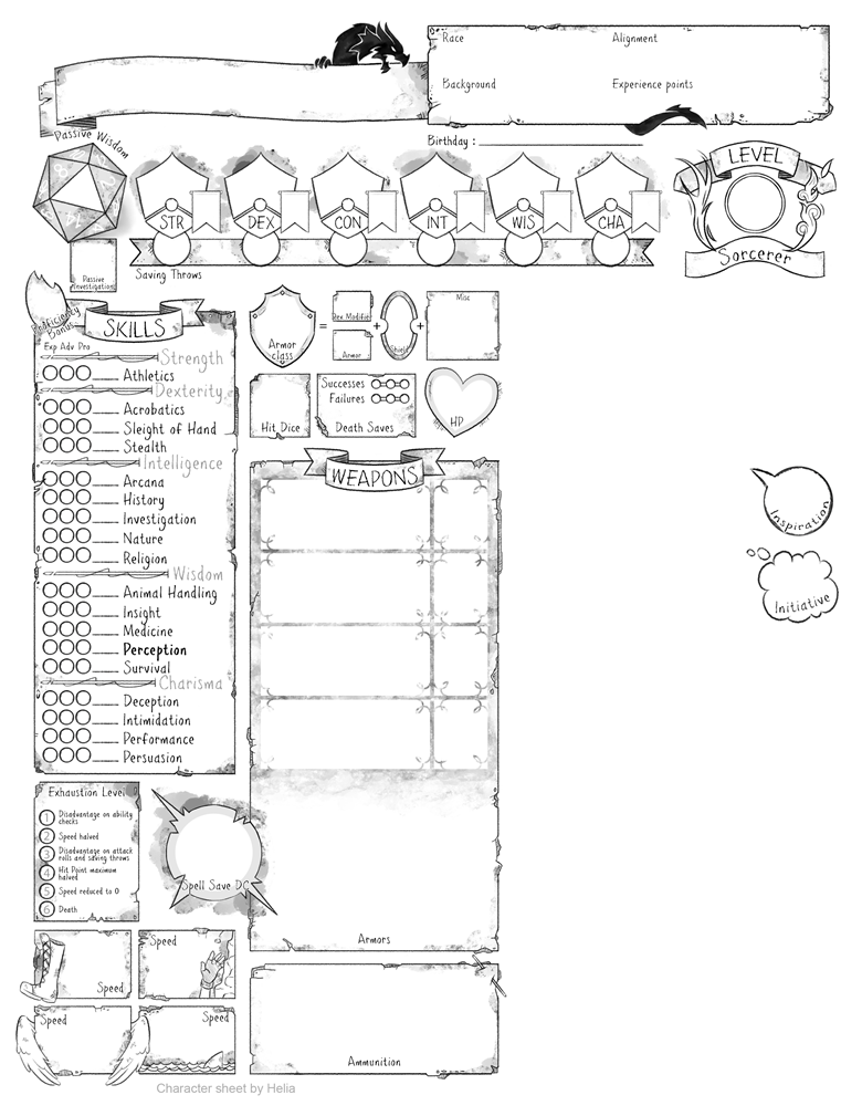 Sorcerer Class Character Sheet - HeliaSanto's Ko-fi Shop - Ko-fi ️ ...