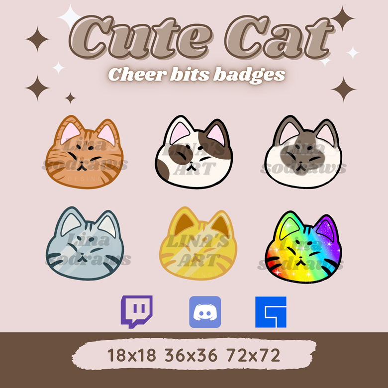 Cute Cat Head BADGES TWITCH - Lina art desings's Ko-fi Shop - Ko-fi ️ ...