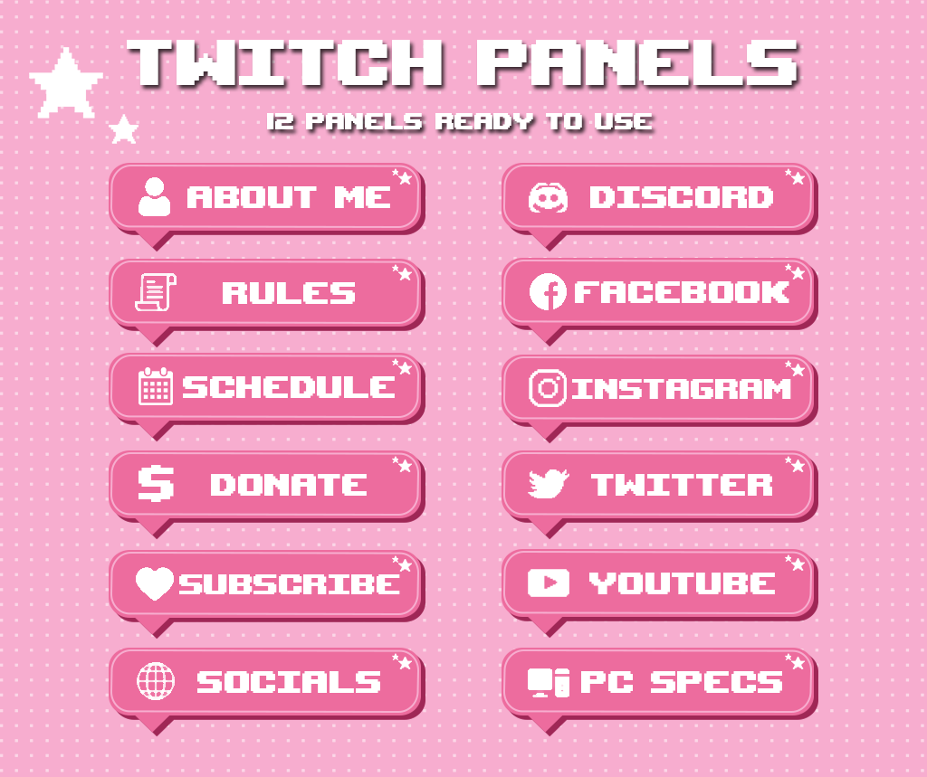 Pink Twitch Panels Pack Mariana Designs S Ko Fi Shop Ko Fi ️ Where Creators Get Support From