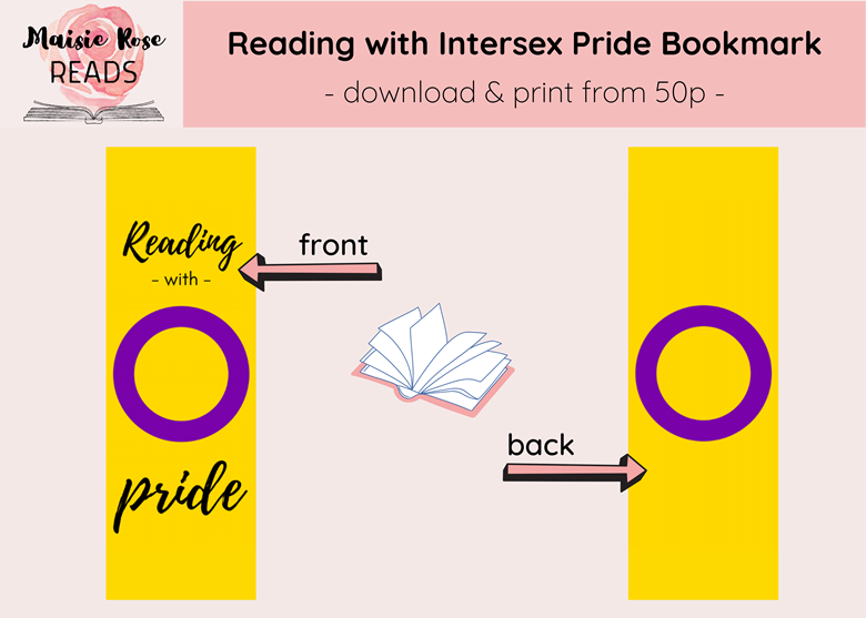 Reading With Intersex Pride Bookmark Printable Pdf Download