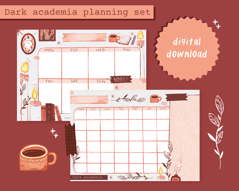 Dark Academia Stickers for Digital Notebook - adludesign's Ko-fi Shop