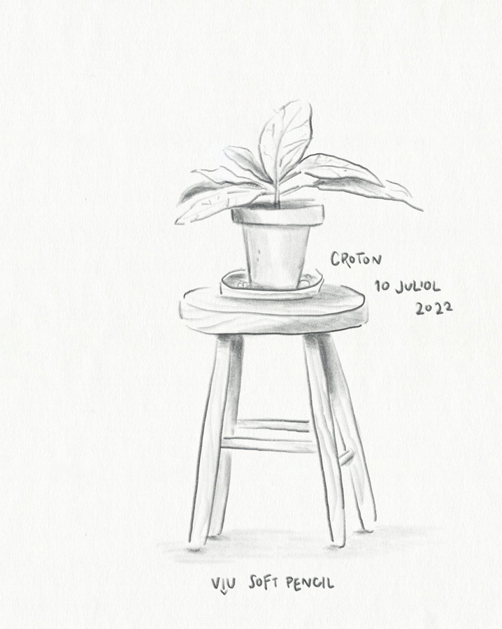 brush pot drawing with pencil shading, brush pot drawing