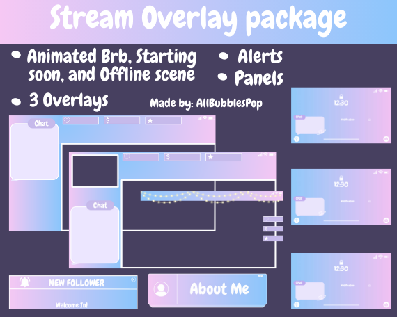 Cute Blue and Pink Twitch Overlays - AllBubblesPop's Ko-fi Shop - Ko-fi ...