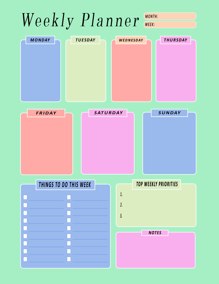 Weekly Planner - Nona Victoria's Ko-fi Shop - Ko-fi ️ Where creators ...