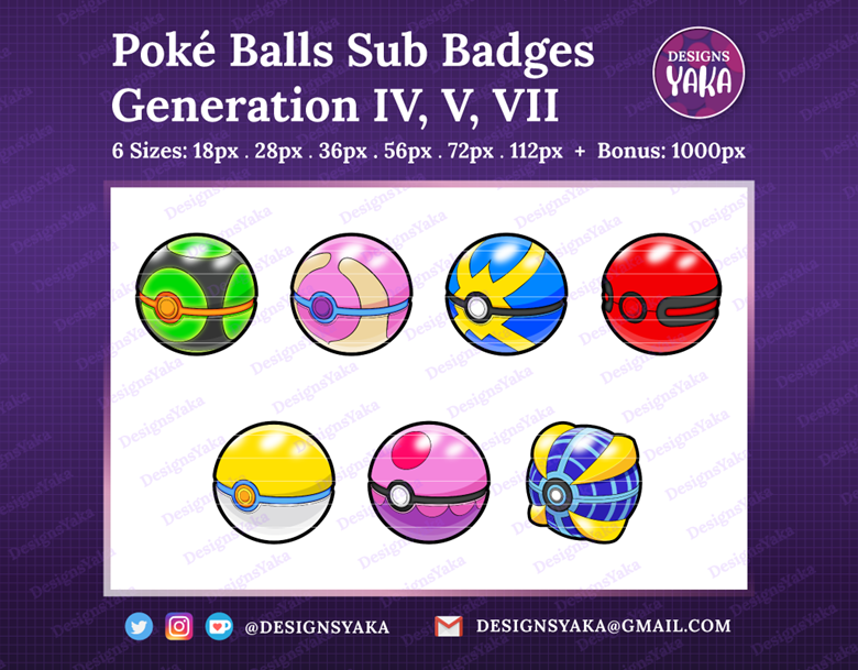 Poke Balls Twitch Sub / Cheer Badges Pixel Art - seaosaur's Ko-fi