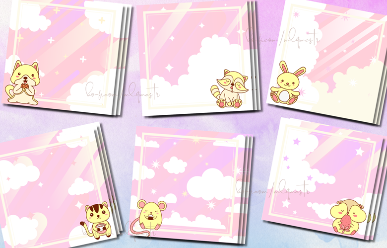 Set Of 6 Printable Kawaii Animal Theme Pink Memo Pad - Mhek Creatives's ...