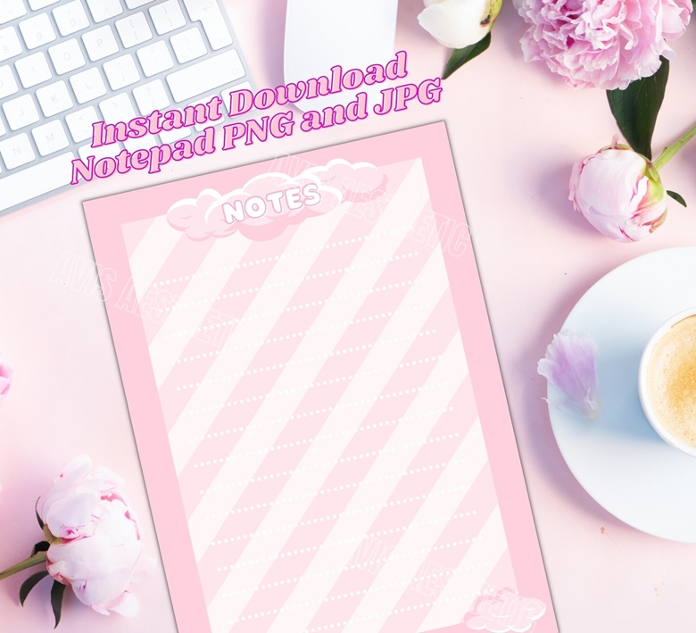 Aesthetic Printable Notepad Sheet A4, Digital Notepad