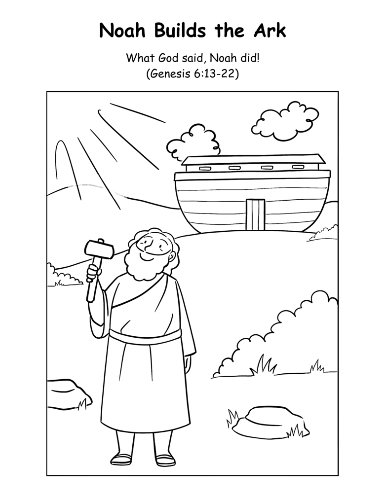 Bible coloring page noah builds the ark arrow jyo s ko fi shop ko