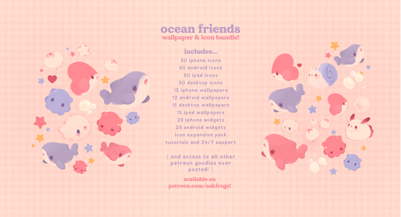 ✿ ocean friends! ꒰ wallpaper & icon bundle! ꒱ - oakfrogs! ✸'s Ko-fi Shop -  Ko-fi ❤️ Where creators get support from fans through donations,  memberships, shop sales and more! The original '